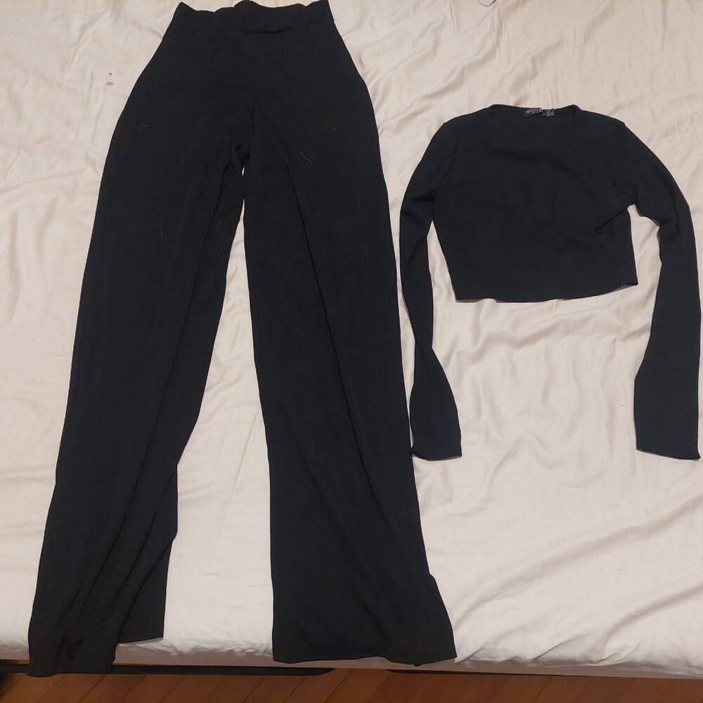 Nasty Gal Better Two-gether Ribbed Crop Top and Pants Set - US Size 6